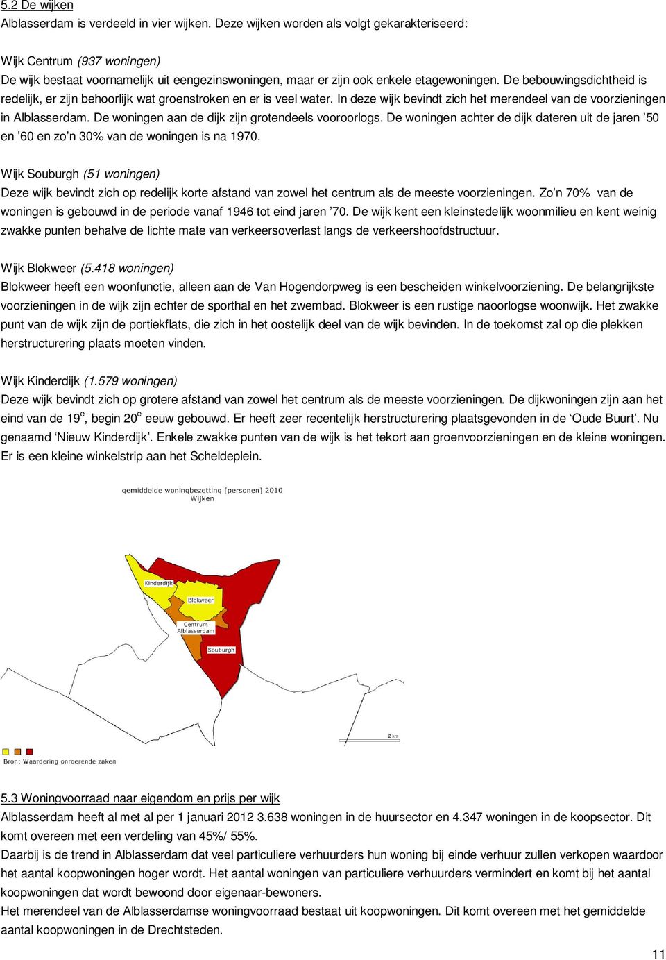 De bebouwingsdichtheid is redelijk, er zijn behoorlijk wat groenstroken en er is veel water. In deze wijk bevindt zich het merendeel van de voorzieningen in Alblasserdam.