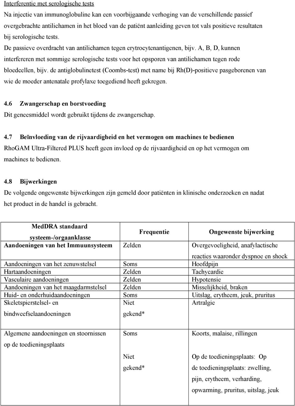 A, B, D, kunnen interfereren met sommige serologische tests voor het opsporen van antilichamen tegen rode bloedcellen, bijv.