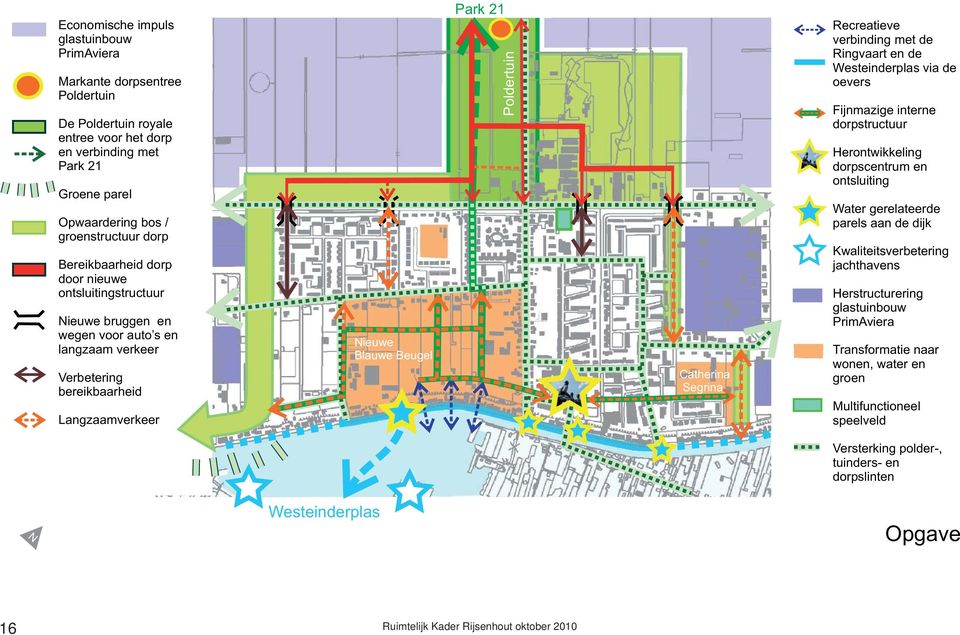 Catherina Segrina Recreatieve verbinding met de Ringvaart en de Westeinderplas via de oevers Fijnmazige interne dorpstructuur Herontwikkeling dorpscentrum en ontsluiting Water gerelateerde parels aan