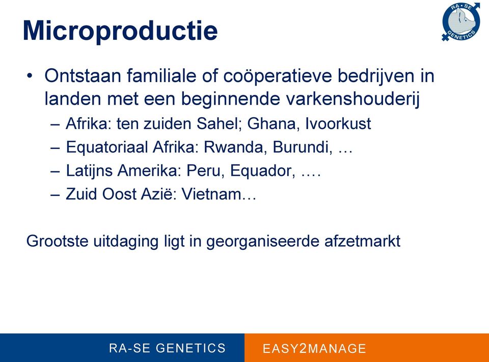 Equatoriaal Afrika: Rwanda, Burundi, Latijns Amerika: Peru, Equador,.