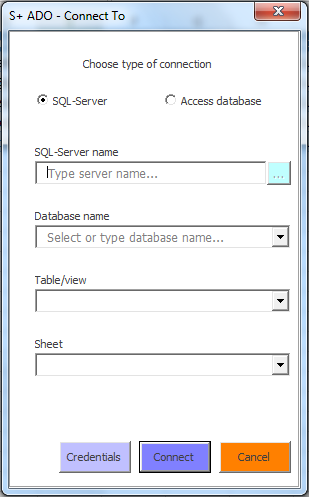 2. Connect Hiermee maak je een ADO-verbinding met MS Access of MS SQL Server. Er zijn twee opties mogelijk: 1.