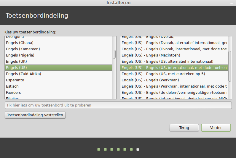 Selecteer uw toetsenbordindeling.