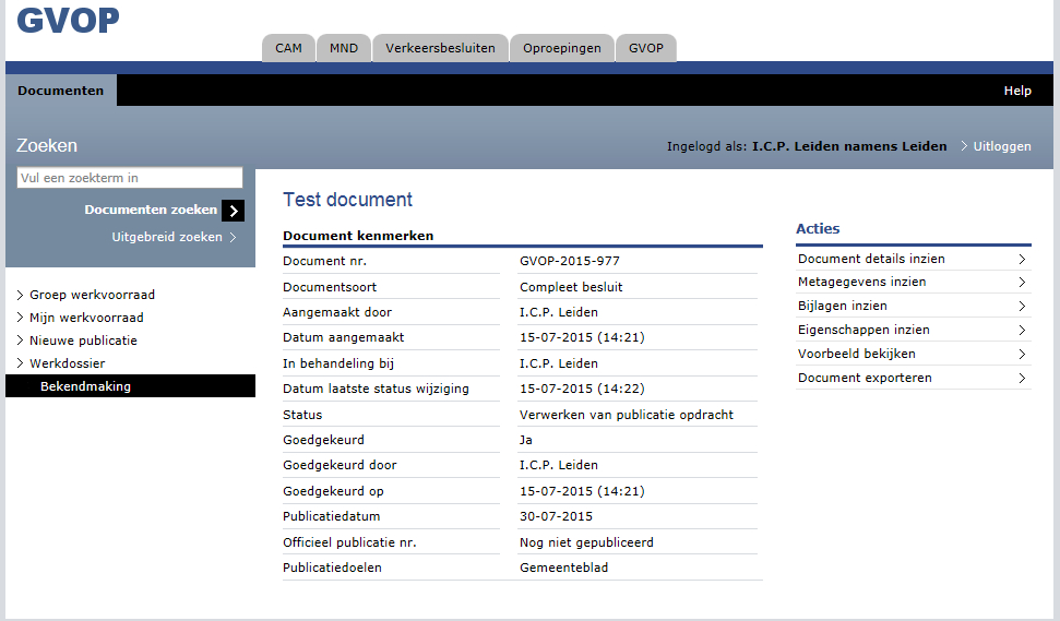 4.4.5 Eigenschappen inzien Toont het overzicht van de eigenschappen van het document.