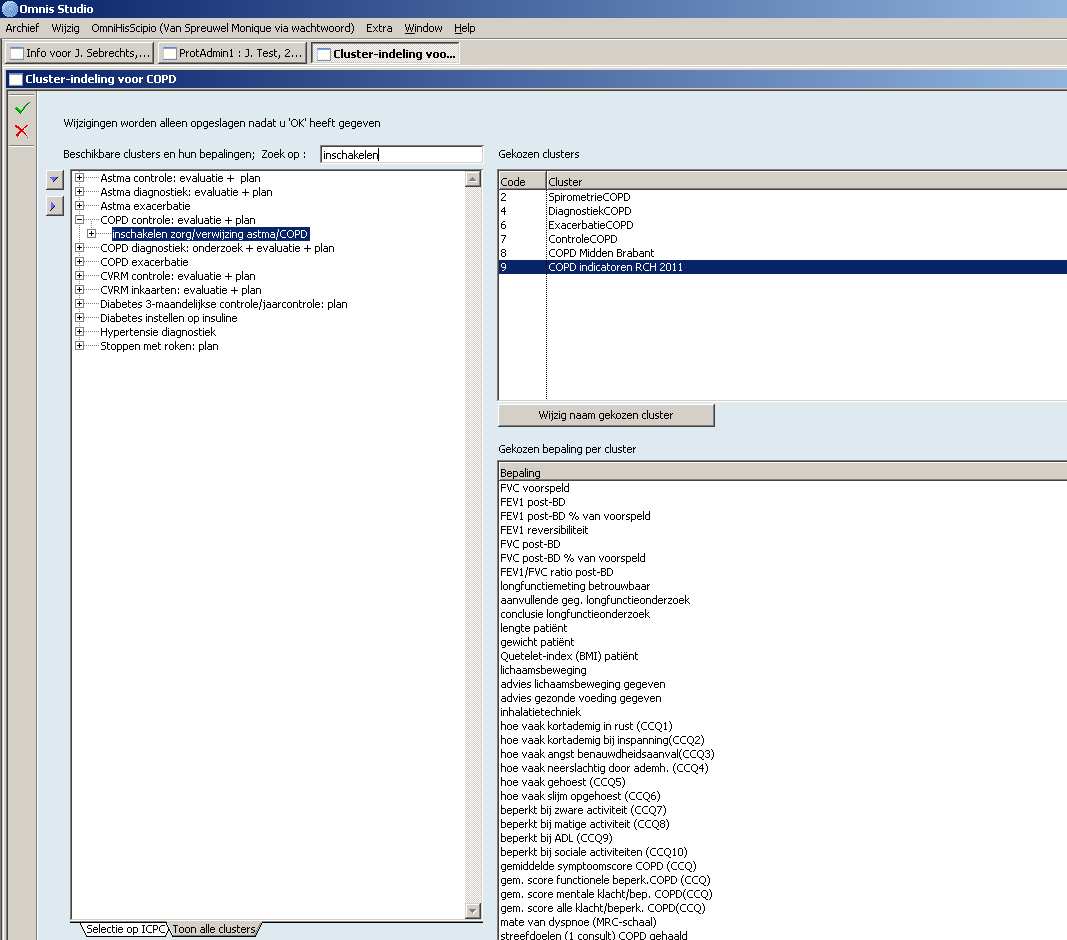 in het cluster [COPD controle evaluatie en plan] Omnihis