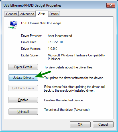 A.1 STEL DE USB VERBINDING MET DE EV3 HANDMATIG IN Probeer de USB driver software met de hand te installeren als deze niet automatisch correct is geïnstalleerd (zie ook: http://www.ev3dev.