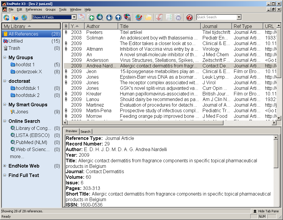 Opbouw en gebruik van je Endnote X3library 1.