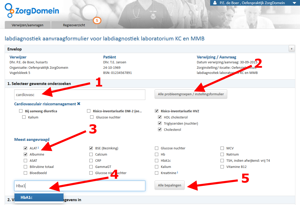 Tip 7. Slim en snel diagnostiek aanvragen In het startscherm van ZorgDomein kiest je in het menu Veel aangevraagde diagnostiek snel de meest gebruikte aanvraagformulieren [1].