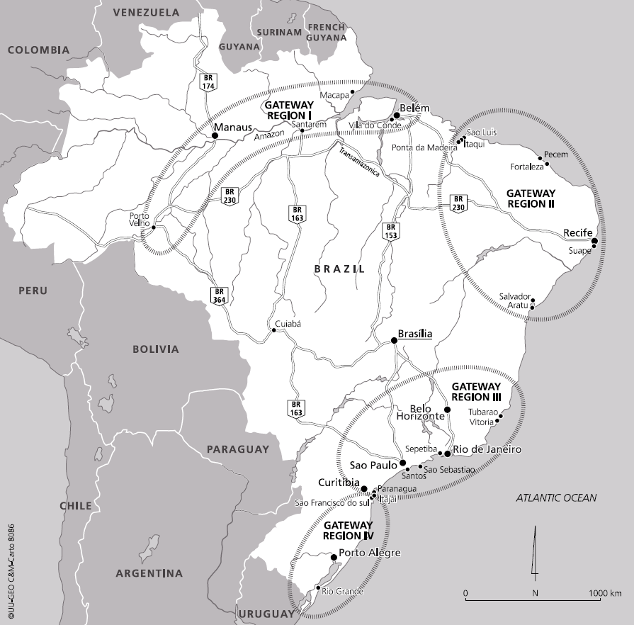 Gateway Regions: Transport en Infrastructuur 1. Amazone: Belem, Manaus, Porto Velho 2. Noordoosten: Itaqui, Recife/Suape, Pecem 3.