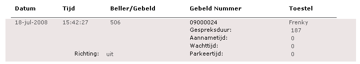 4 Zoek op nummer Hier heeft u de mogelijkheid te zoeken op gebeld nummer.