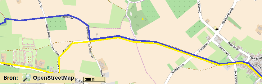 Hier de route van het boekje volgen tot in Sibbe Route naar refugio Houthem Sint Gerlach In Sibbe volgen wandelaars en fietsers beiden de route van het boekje tot in Vilt (de Lus voor fietsers via