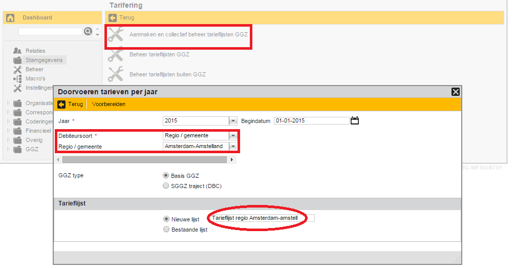 5 Tarieflijst aanmaken voor gemeenten Let op: pas mogelijk/ zinvol vanaf Jaarwerk GGZ deel 2!