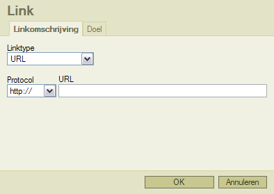 3.6 Link invoegen en bewerken Link invoegen/wijzigen Via deze knop kunt u een link maken die naar een andere pagina, website of naar een interne link verwijst.