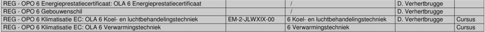 Verhertbrugge REG - OPO 6 Klimatisatie EC: OLA 6 Koel- en luchtbehandelingstechniek