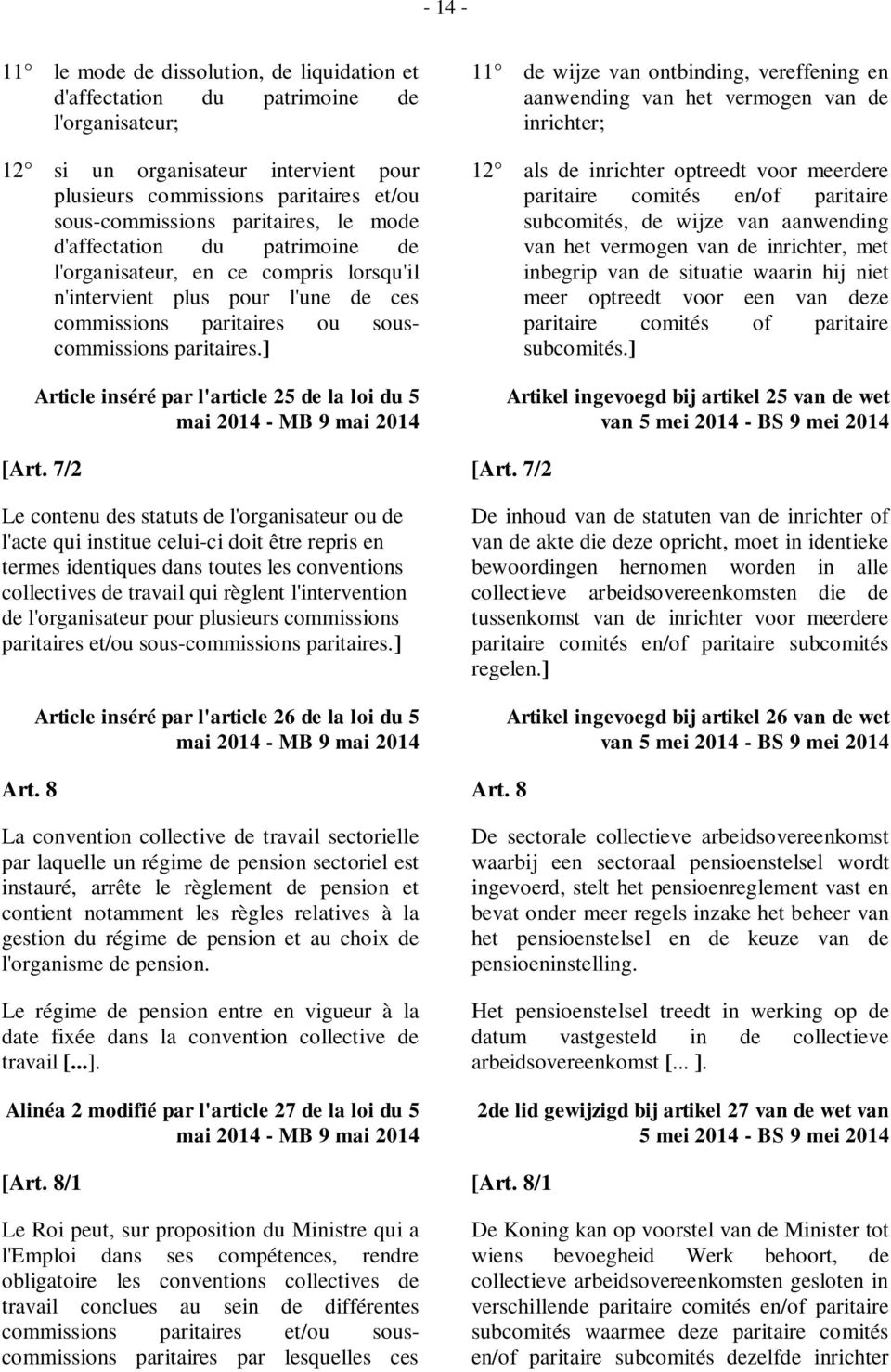 ] Article inséré par l'article 25 de la loi du 5 mai 2014 - MB 9 mai 2014 11 de wijze van ontbinding, vereffening en aanwending van het vermogen van de inrichter; 12 als de inrichter optreedt voor