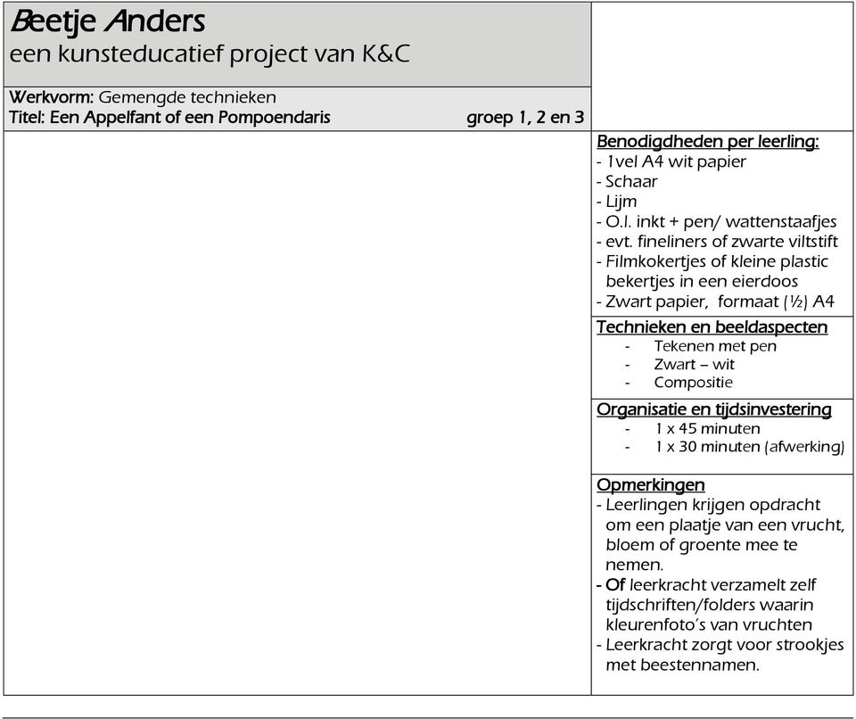 fineliners of zwarte viltstift - Filmkokertjes of kleine plastic bekertjes in een eierdoos - Zwart papier, formaat (½) A4 - Tekenen met pen - Zwart