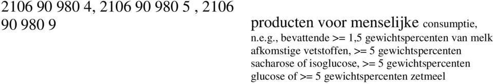 , bevattende >= 1,5 gewichtspercenten van melk afkomstige