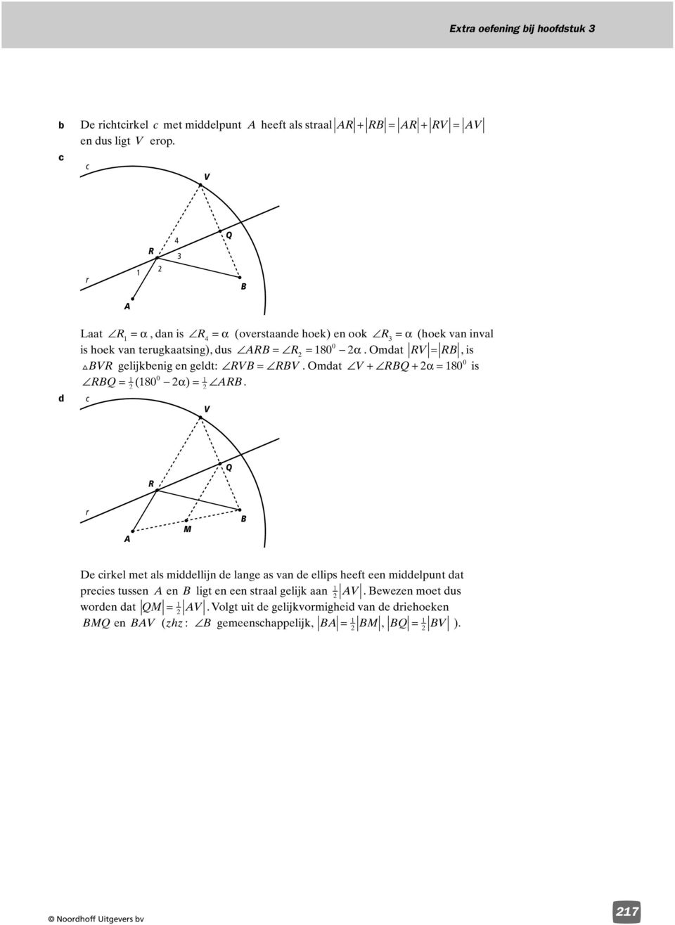 Omdat RV = RB, is BVR glijknig n gl: RVB = RBV. Omdat V + RBQ + α = 8 is RBQ = ( 8 α) = ARB.