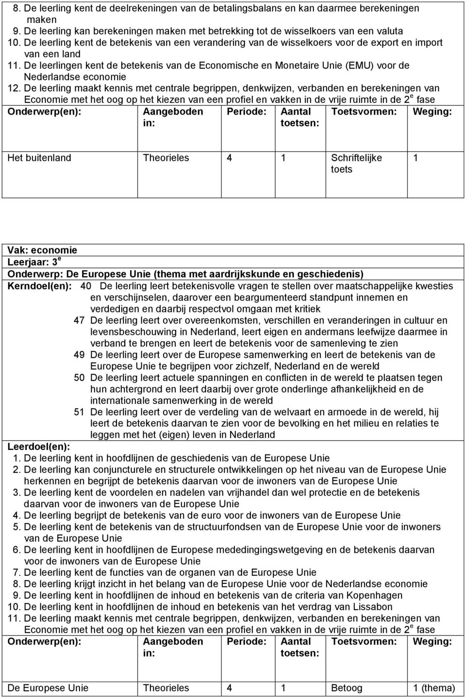 De leerlingen kent de betekenis van de Economische en Monetaire Unie (EMU) voor de Nederlandse economie 2.