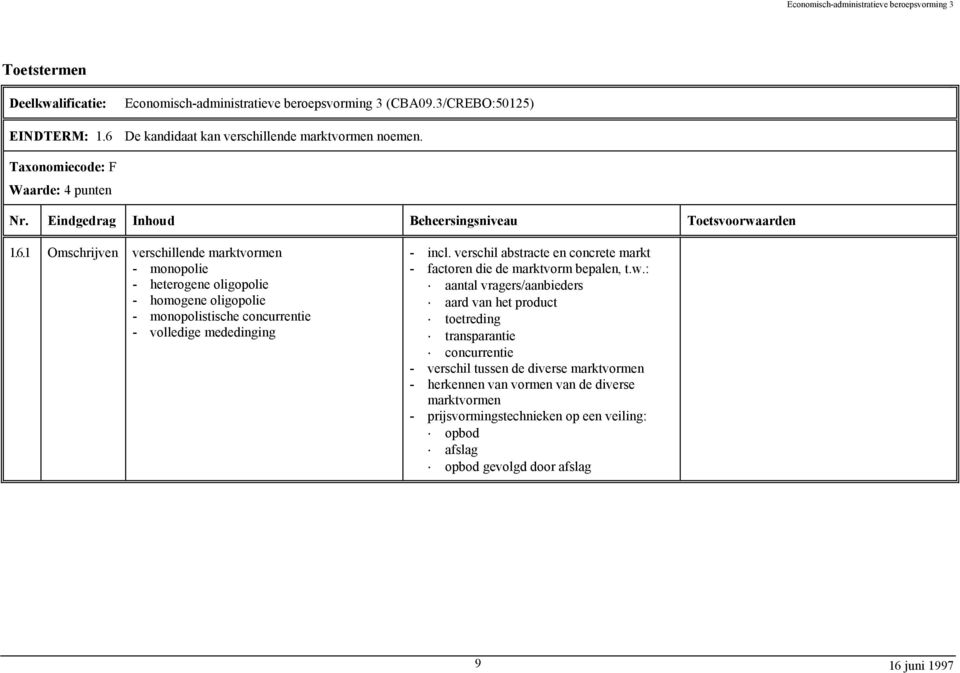 1 Omschrijven verschillende marktvormen - monopolie - heterogene oligopolie - homogene oligopolie - monopolistische concurrentie - volledige