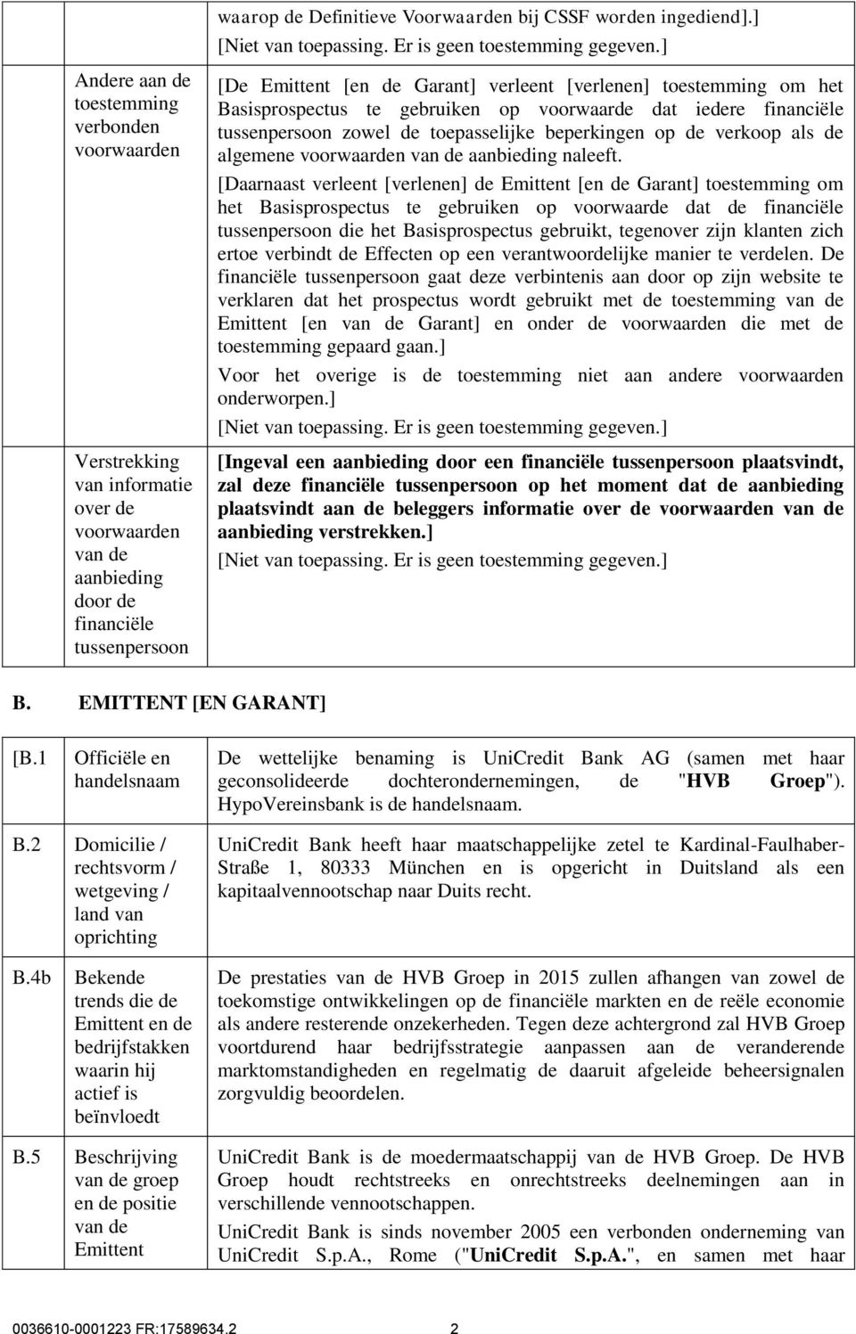 ] [De Emittent [en de Garant] verleent [verlenen] toestemming om het Basisprospectus te gebruiken op voorwaarde dat iedere financiële tussenpersoon zowel de toepasselijke beperkingen op de verkoop
