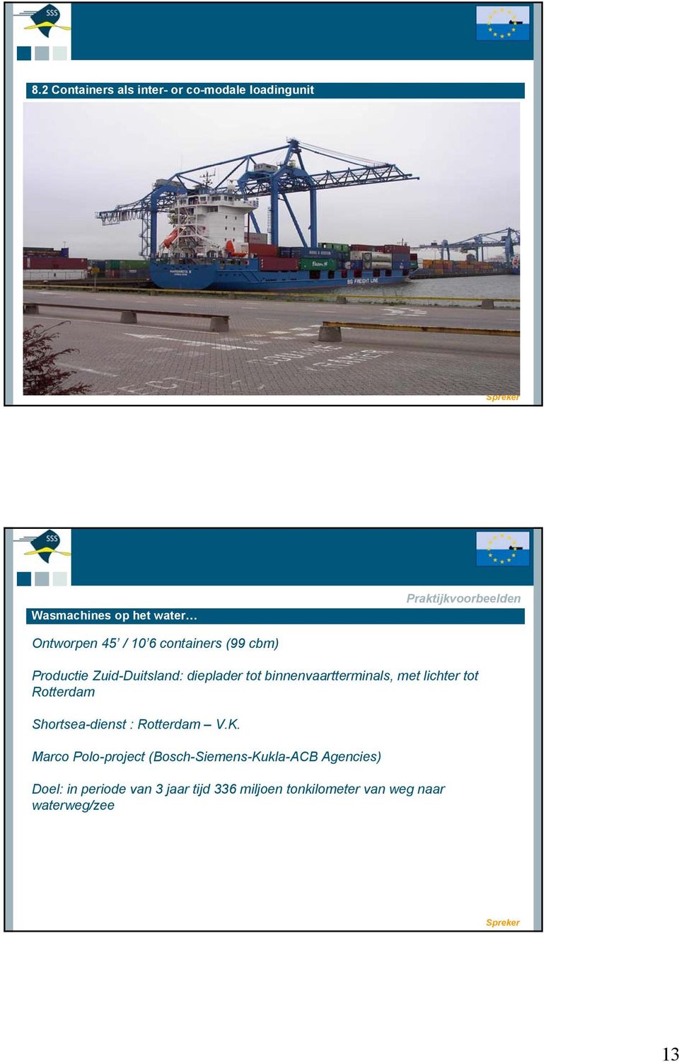binnenvaartterminals, met lichter tot Rotterdam Shortsea-dienst : Rotterdam V.K.