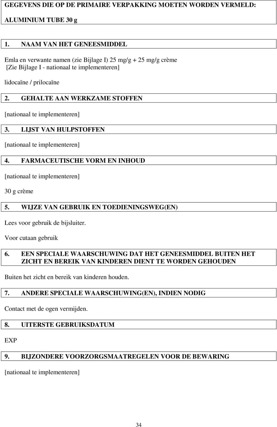 LIJST VAN HULPSTOFFEN 4. FARMACEUTISCHE VORM EN INHOUD 30 g crème 5. WIJZE VAN GEBRUIK EN TOEDIENINGSWEG(EN) Lees voor gebruik de bijsluiter. Voor cutaan gebruik 6.