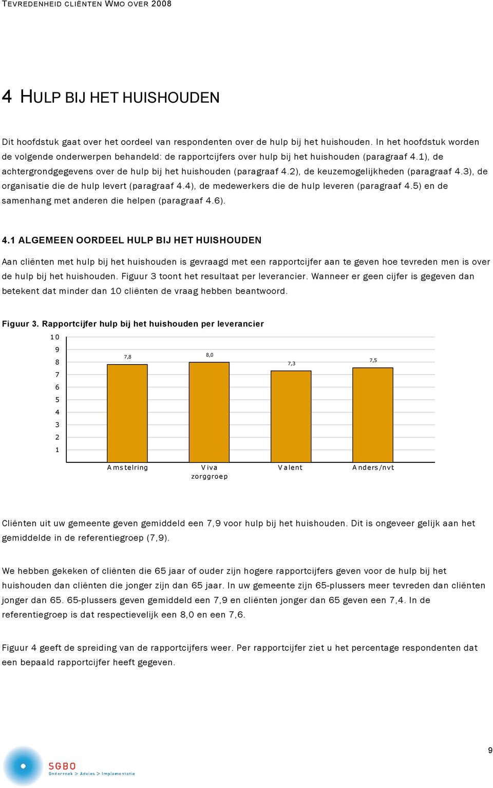 2), de keuzemogelijkheden (paragraaf 4.3), de organisatie die de hulp levert (paragraaf 4.4), de medewerkers die de hulp leveren (paragraaf 4.5) en de samenhang met anderen die helpen (paragraaf 4.6).