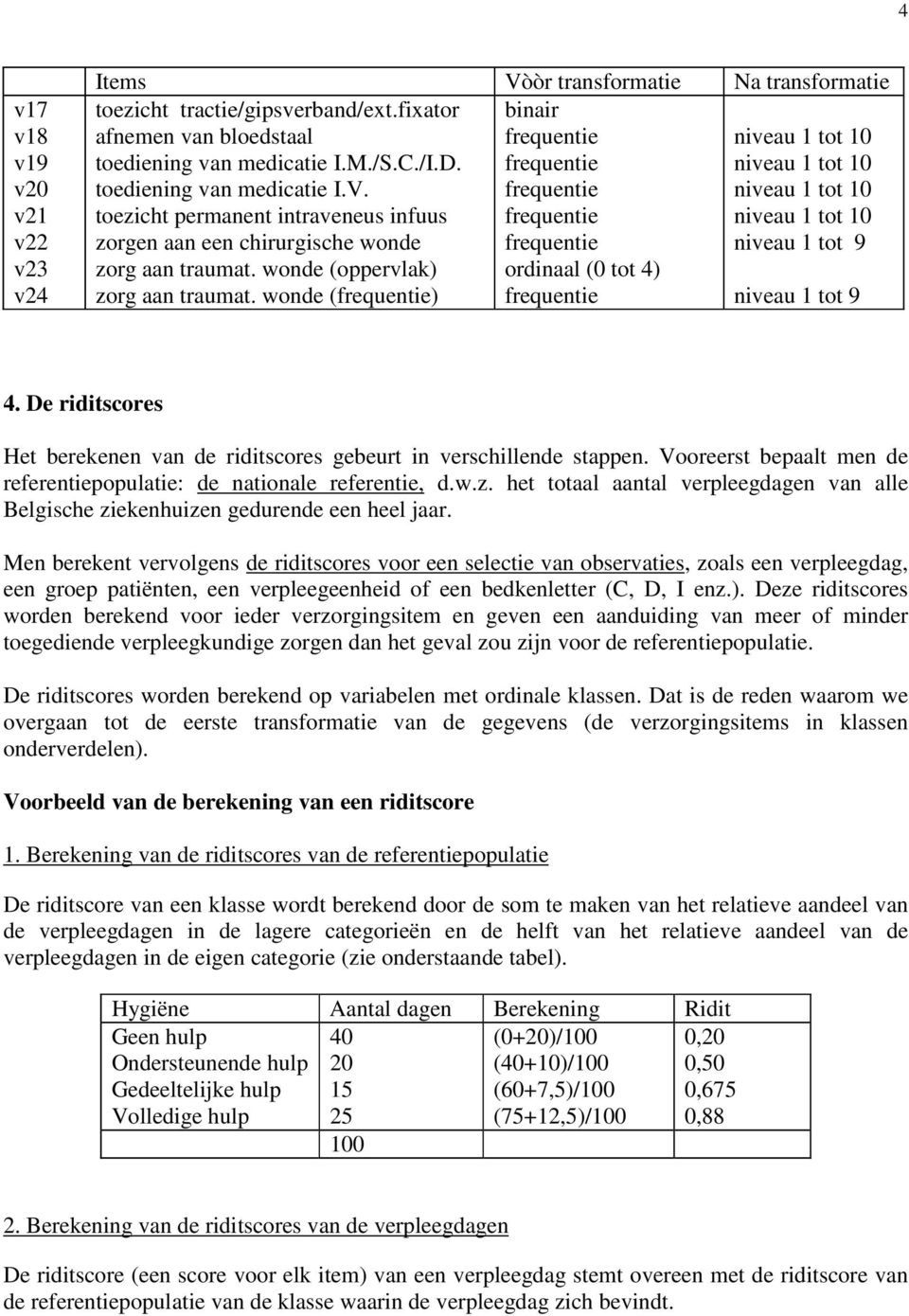 frequentie niveau 1 tot 10 toezicht permanent intraveneus infuus frequentie niveau 1 tot 10 zorgen aan een chirurgische wonde frequentie niveau 1 tot 9 zorg aan traumat.