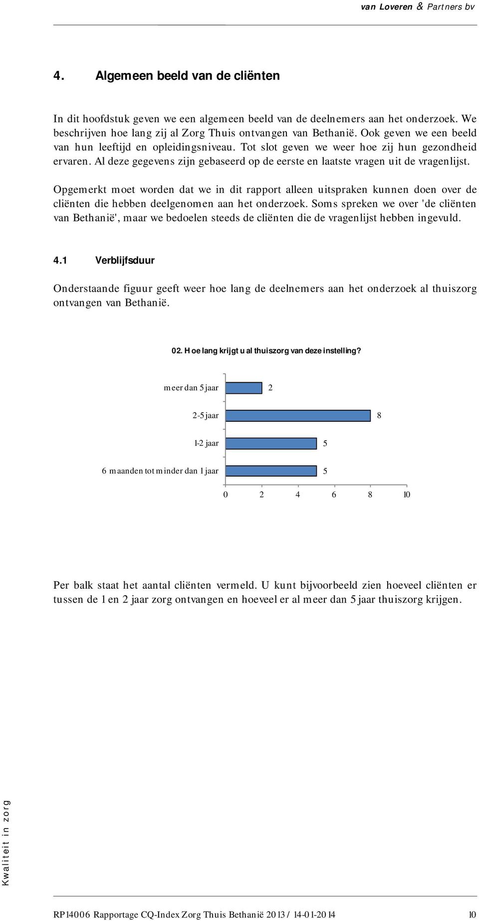 Opgemerkt moet worden dat we in dit rapport alleen uitspraken kunnen doen over de cliënten die hebben deelgenomen aan het onderzoek.