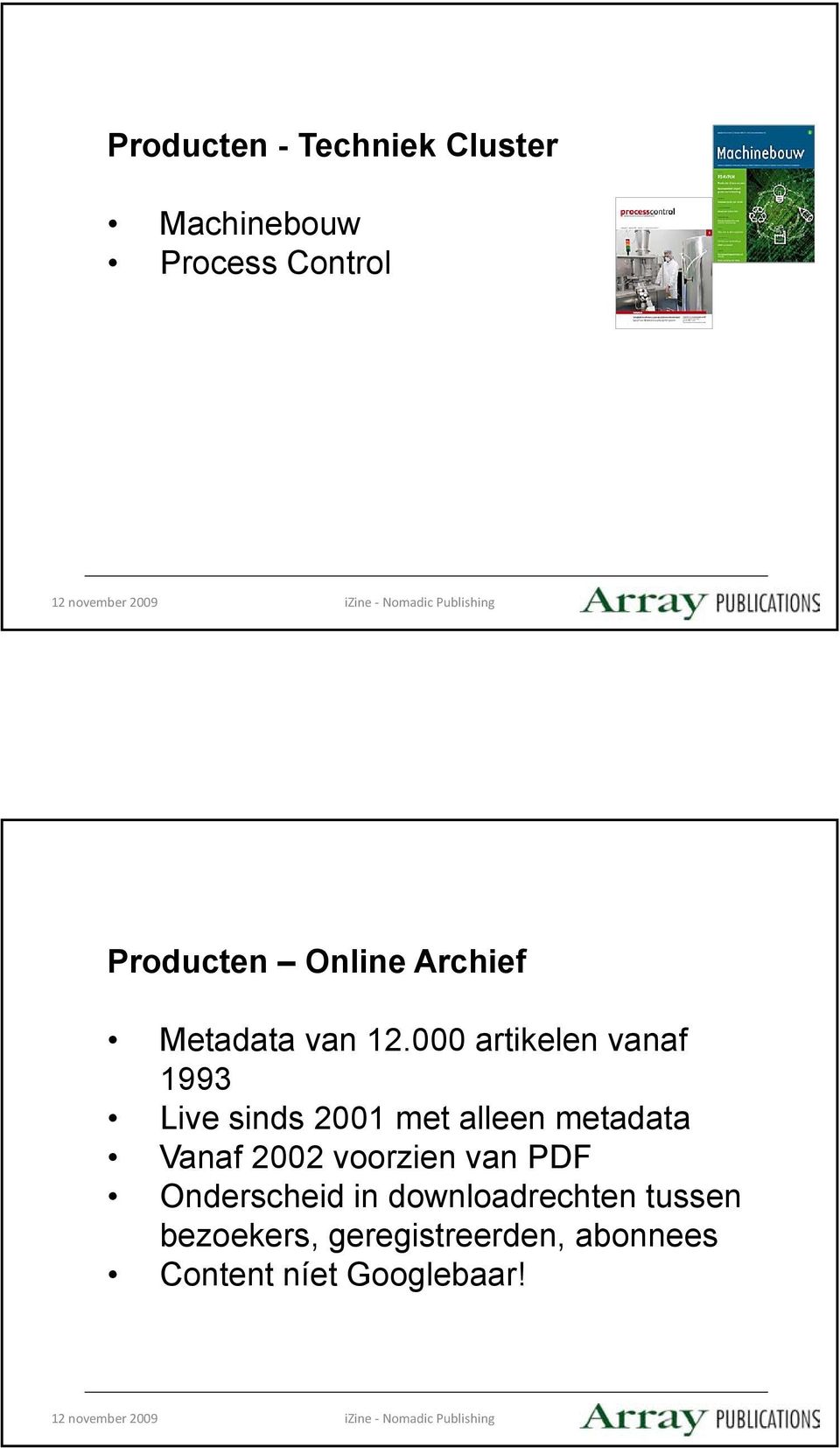 000 artikelen vanaf 1993 Live sinds 2001 met alleen metadata Vanaf 2002