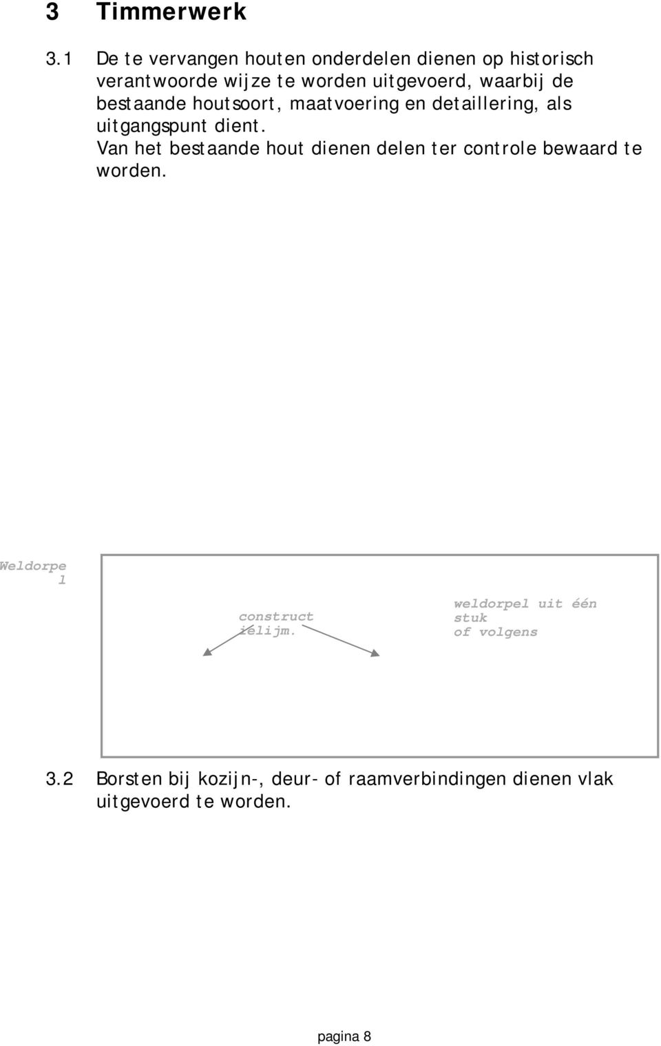 de bestaande houtsoort, maatvoering en detaillering, als uitgangspunt dient.