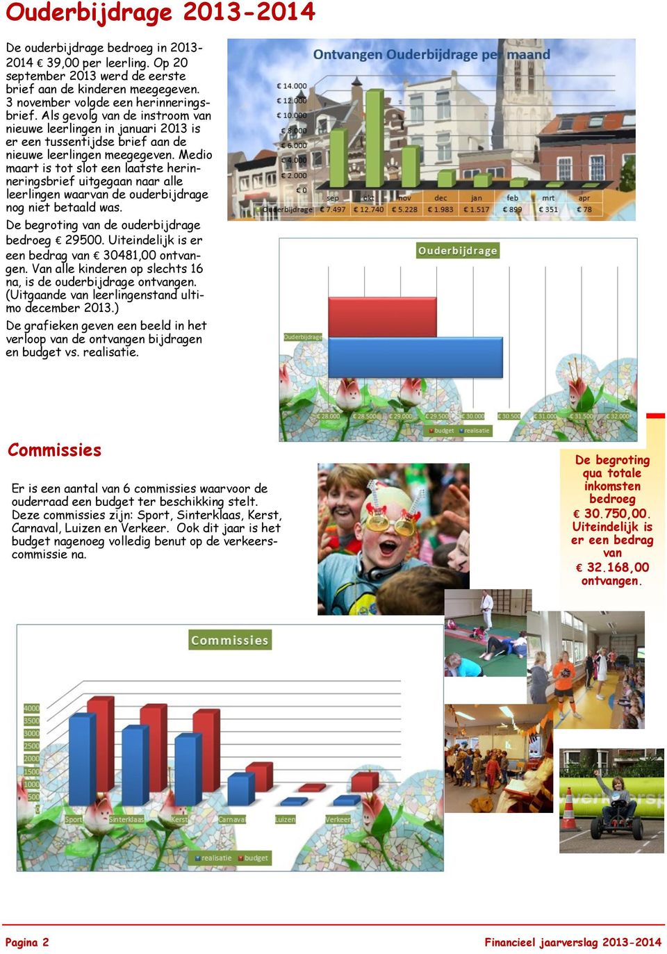 Medio maart is tot slot een laatste herinneringsbrief uitgegaan naar alle leerlingen waarvan de ouderbijdrage nog niet betaald was. De begroting van de ouderbijdrage bedroeg 29500.