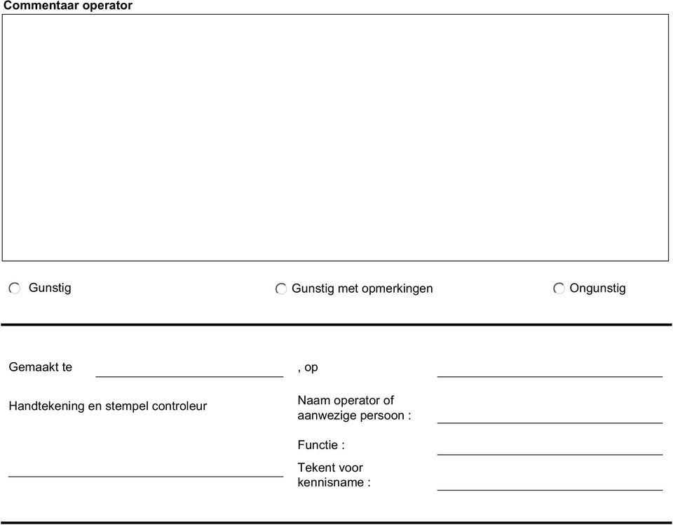 en stempel controleur, op Naam operator of