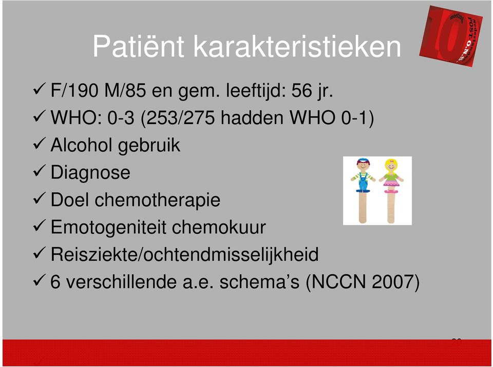 Doel chemotherapie Emotogeniteit chemokuur