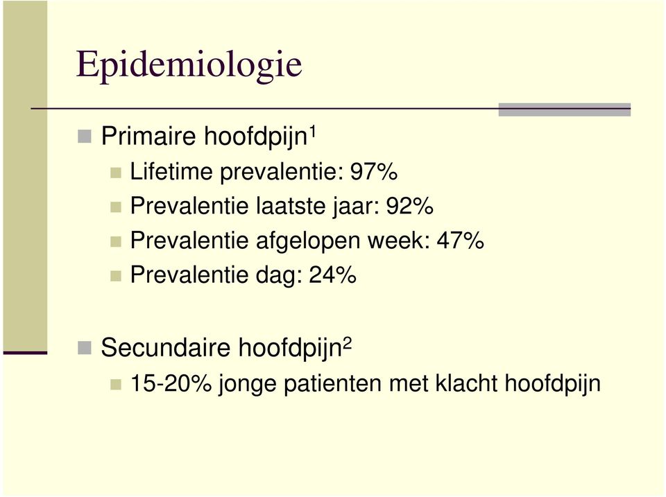 Prevalentie afgelopen week: 47% Prevalentie dag: 24%