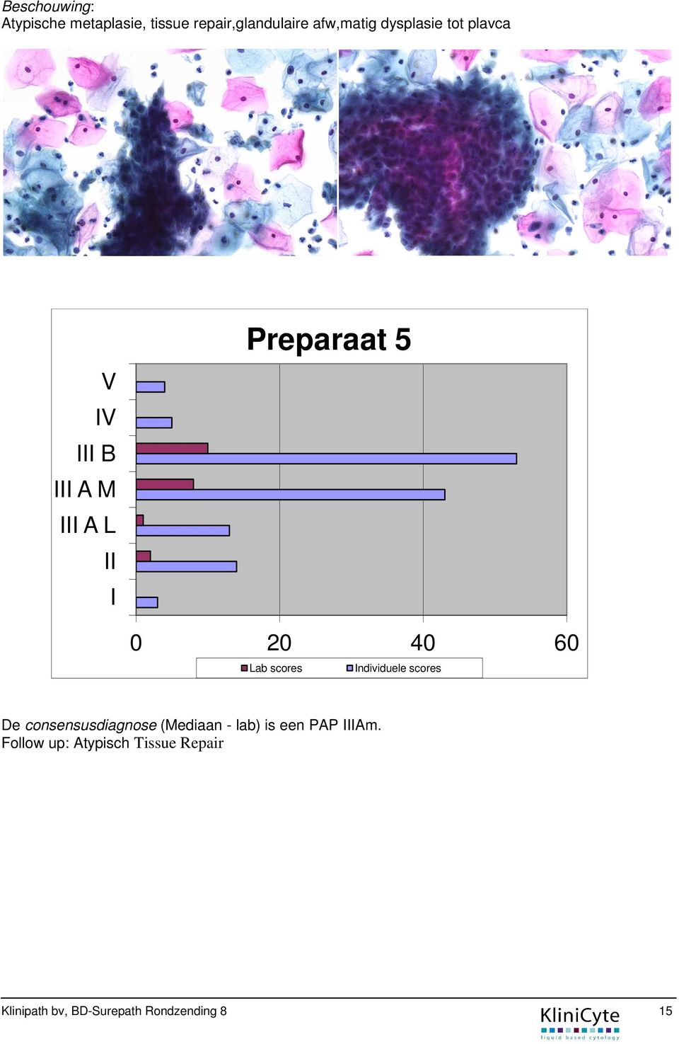 ndividuele scores De consensusdiagnose (Mediaan - lab) is een PAP Am.