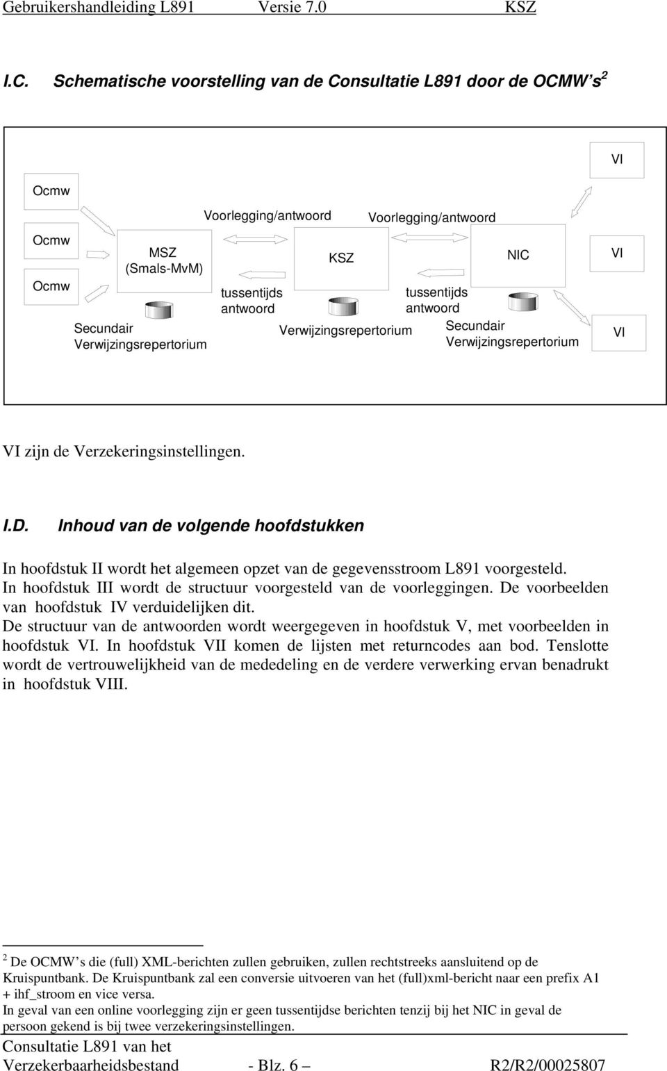 Inhoud van de volgende hoofdstukken In hoofdstuk II wordt het algemeen opzet van de gegevensstroom L891 voorgesteld. In hoofdstuk III wordt de structuur voorgesteld van de voorleggingen.