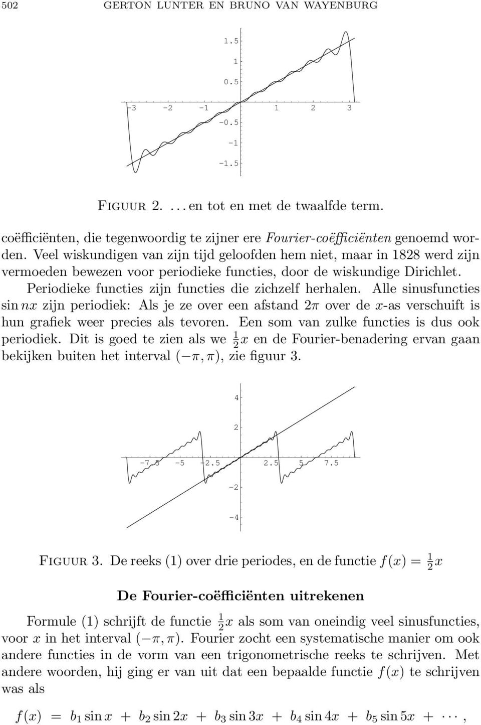 Periodieke functies zijn functies die zichzelf herhalen. Alle sinusfuncties sin nx zijn periodiek: Als je ze over een afstand π over de x-as verschuift is hun grafiek weer precies als tevoren.