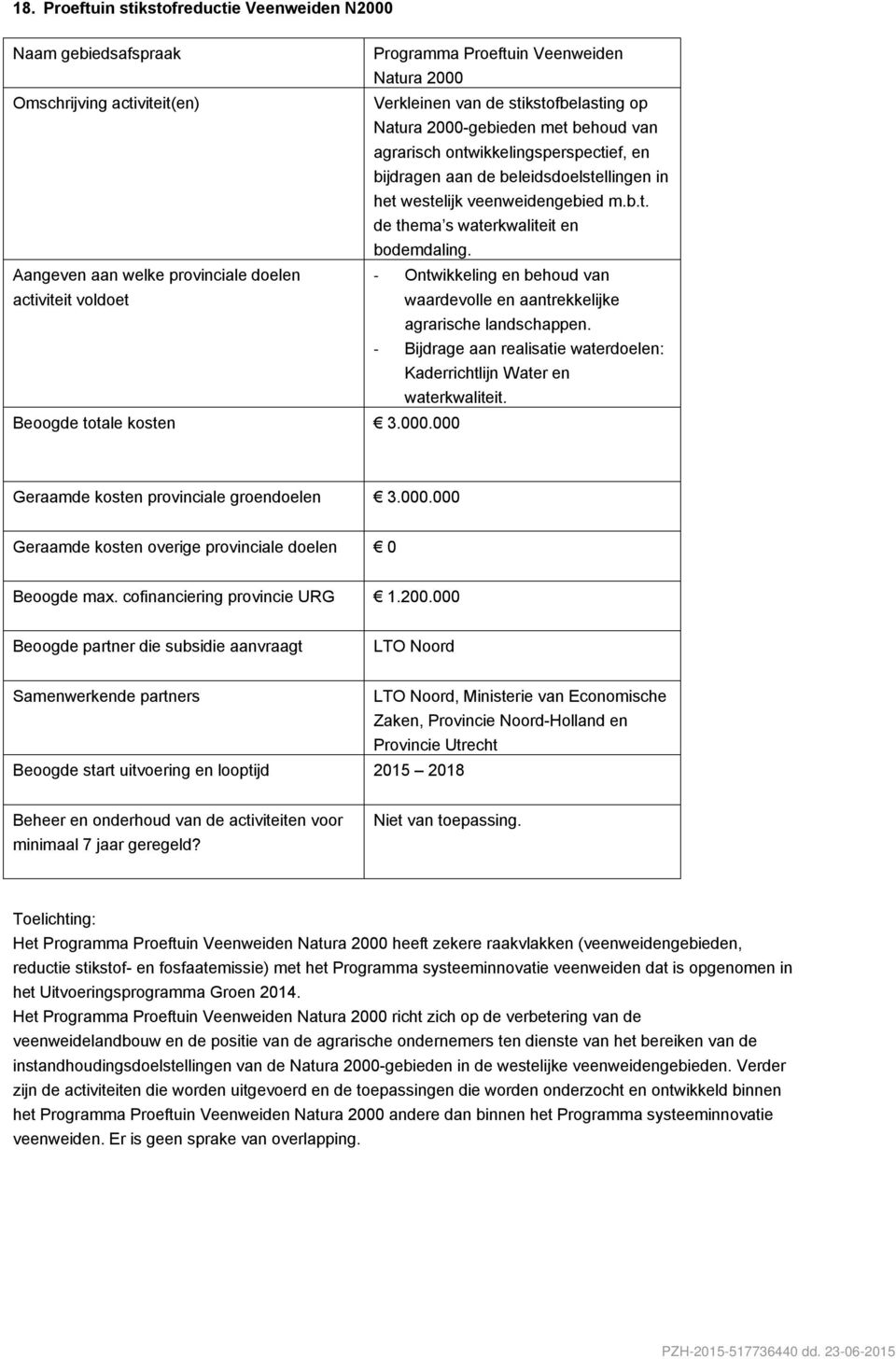 Aangeven aan welke provinciale doelen activiteit voldoet - Ontwikkeling en behoud van waardevolle en aantrekkelijke agrarische landschappen.