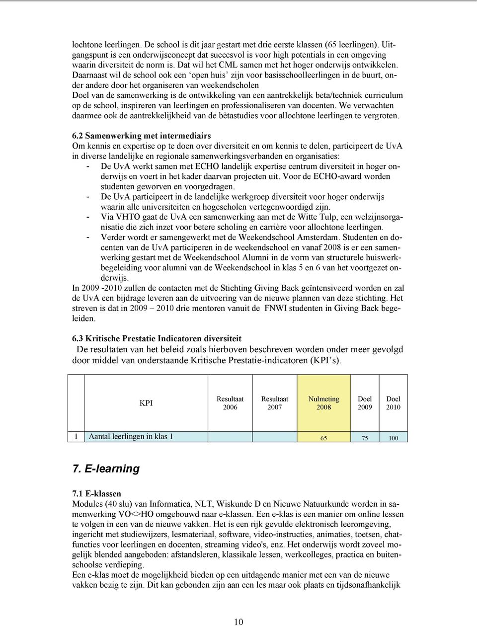 Daarnaast wil de school ook een open huis zijn voor basisschoolleerlingen in de buurt, onder andere door het organiseren van weekendscholen van de samenwerking is de ontwikkeling van een