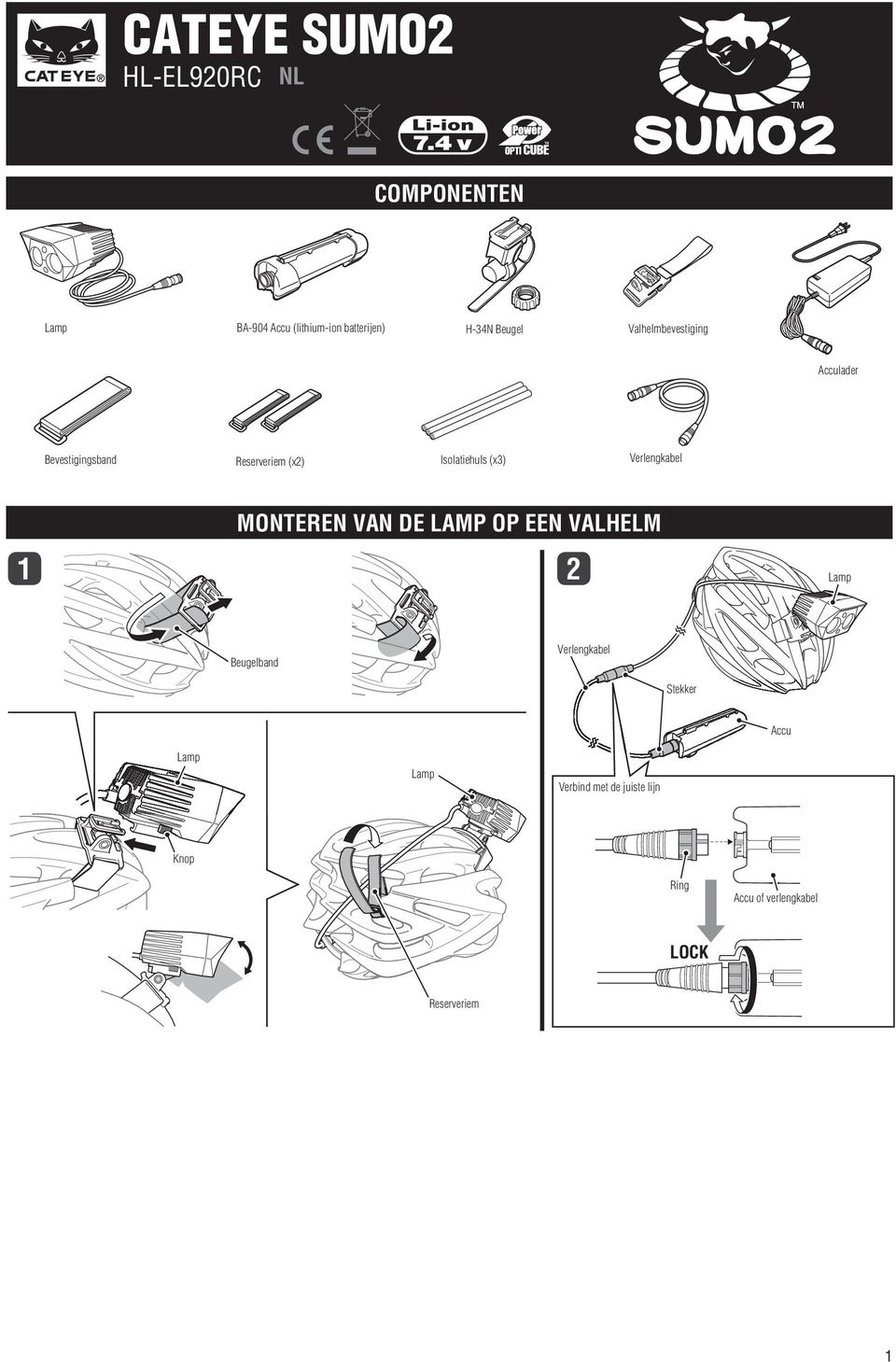 lader (x) Isolatiehuls (x) MONTEREN VAN DE LAMP OP EEN