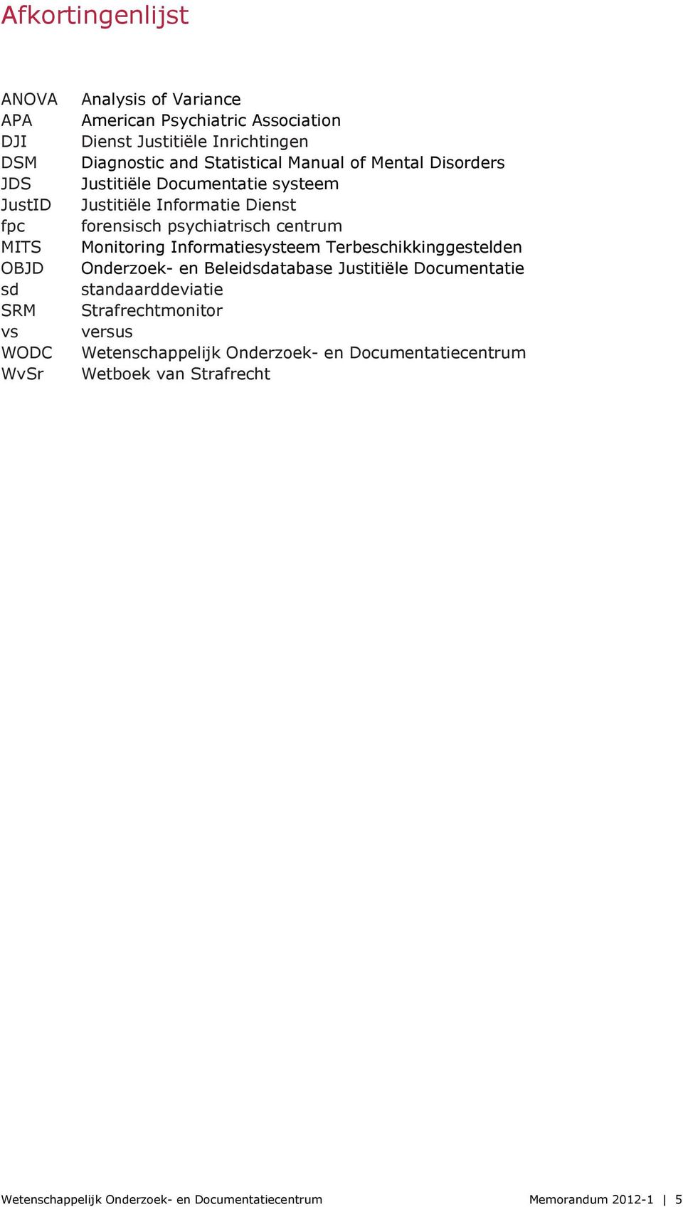 psychiatrisch centrum Monitoring Informatiesysteem Terbeschikkinggestelden Onderzoek- en Beleidsdatabase Justitiële Documentatie standaarddeviatie