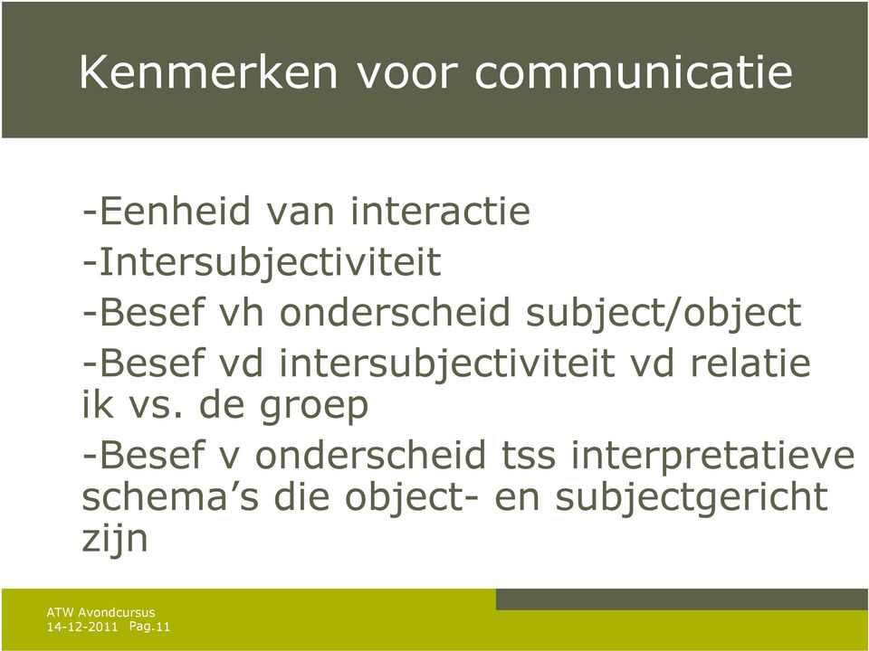 intersubjectiviteit vd relatie ik vs.