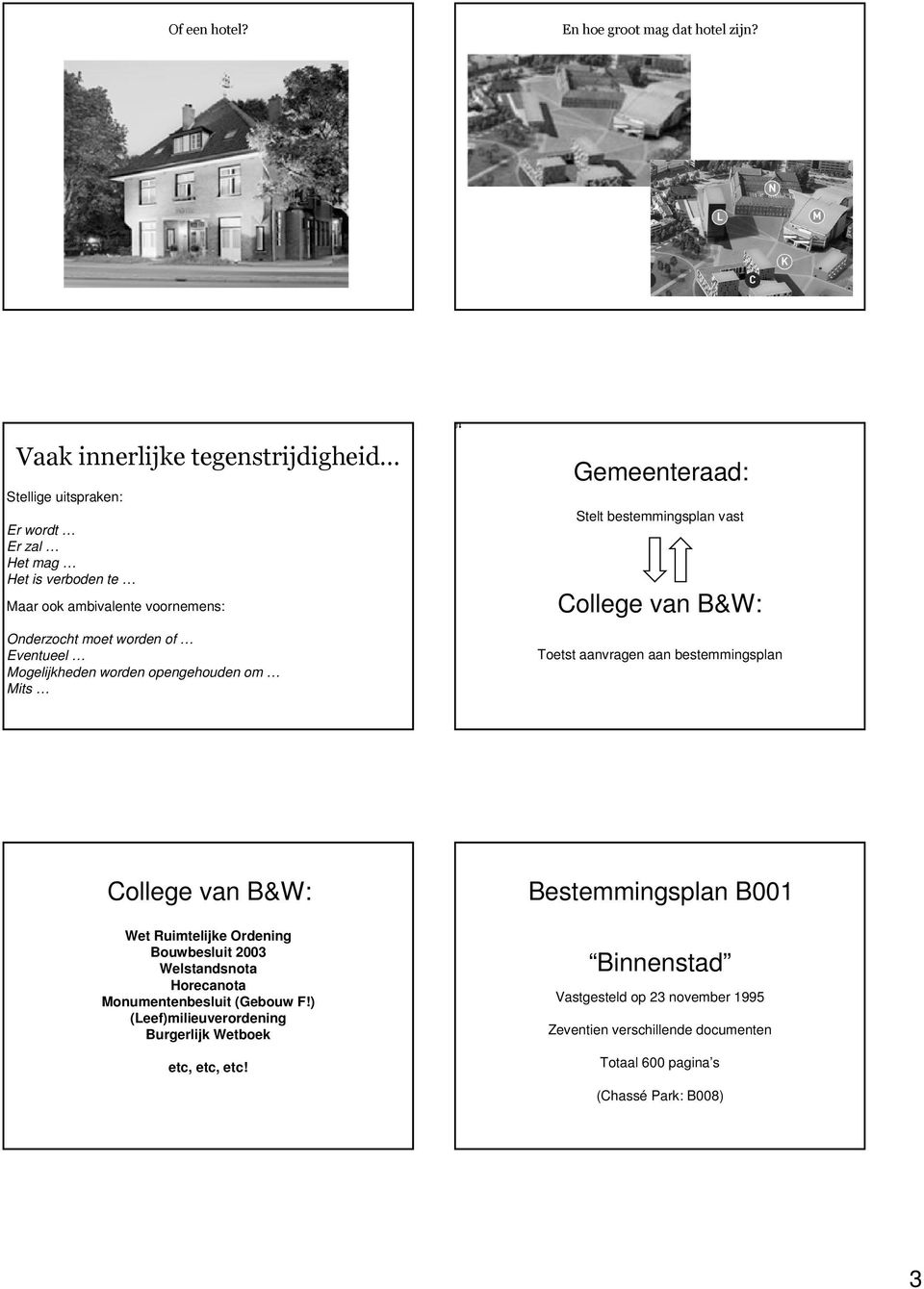 Eventueel Mogelijkheden worden opengehouden om Mits Gemeenteraad: Stelt bestemmingsplan vast College van B&W: Toetst aanvragen aan bestemmingsplan College van B&W: