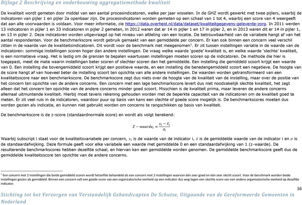 De procesindicatoren worden gemeten op een schaal van 1 tot 4, waarbij een score van 4 weergeeft dat aan alle voorwaarden is voldaan. Voor meer informatie, zie https://data.overheid.