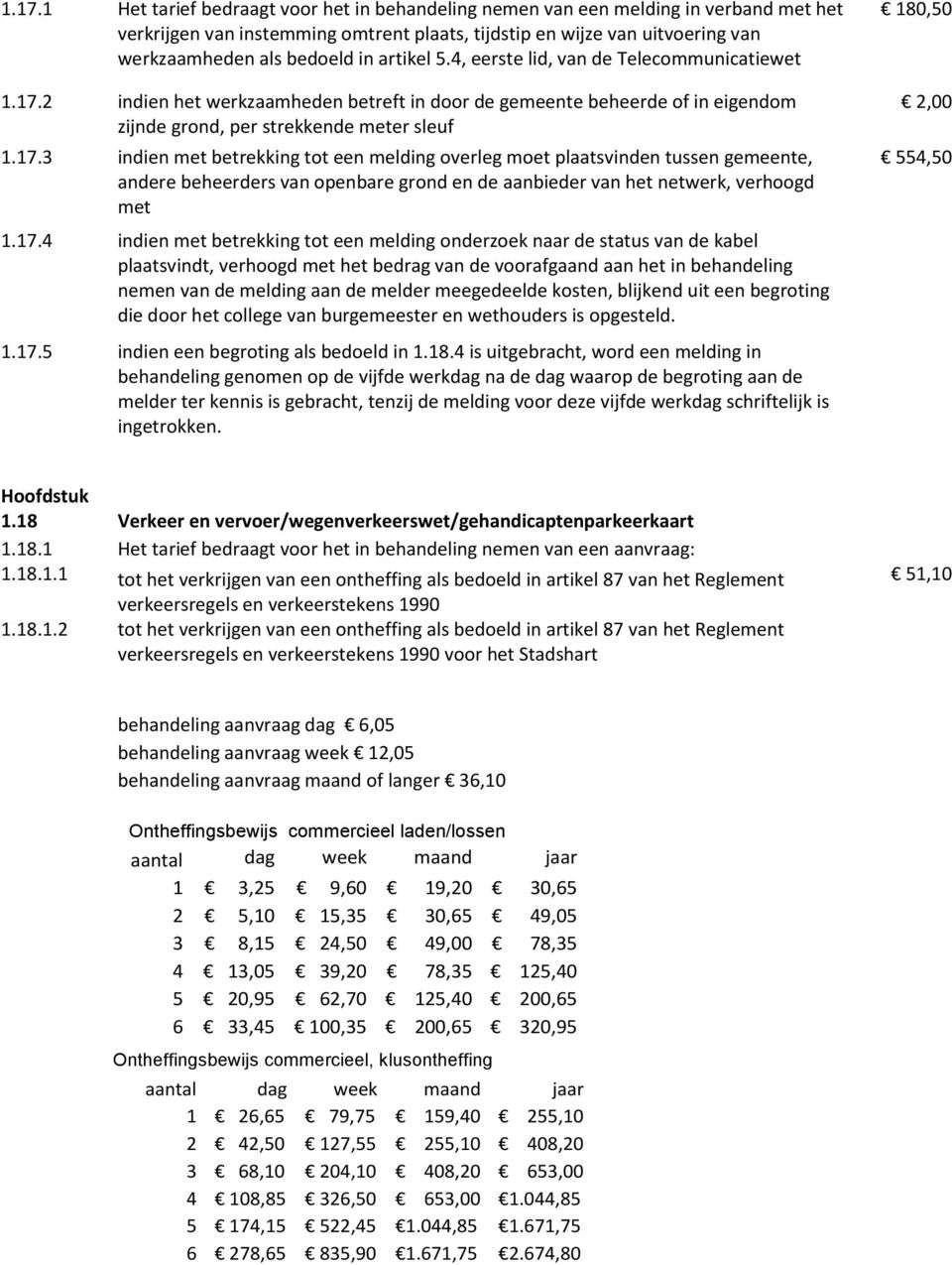 2 indien het werkzaamheden betreft in door de gemeente beheerde of in eigendom zijnde grond, per strekkende meter sleuf 1.17.