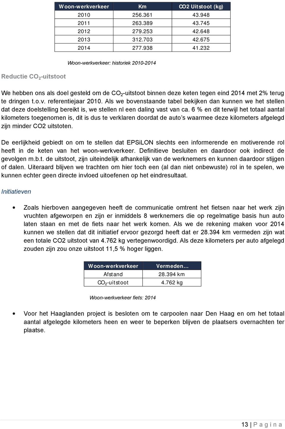 Als we bovenstaande tabel bekijken dan kunnen we het stellen dat deze doelstelling bereikt is, we stellen nl een daling vast van ca.