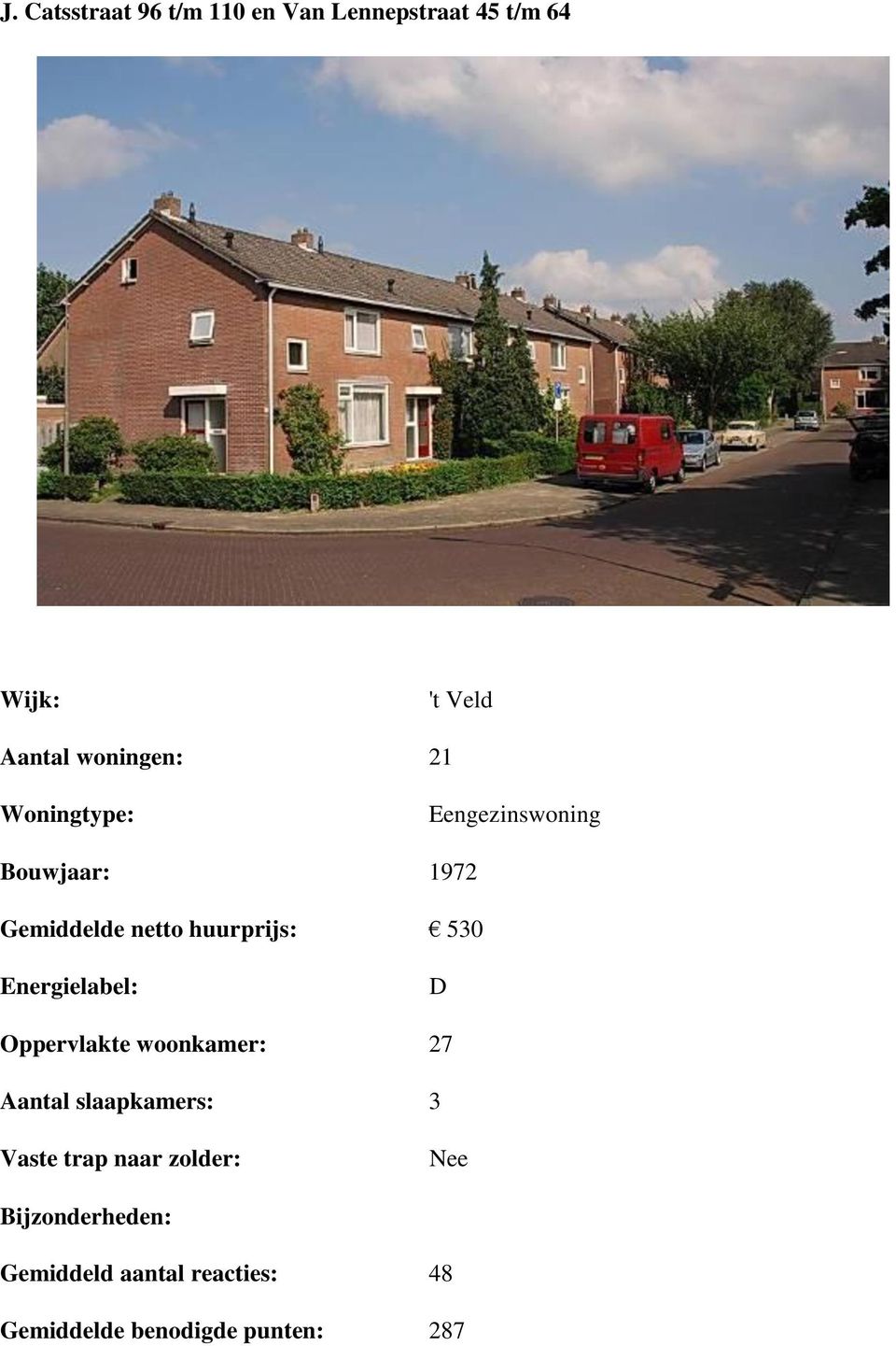 huurprijs: 530 D Oppervlakte woonkamer: 27 Aantal slaapkamers: