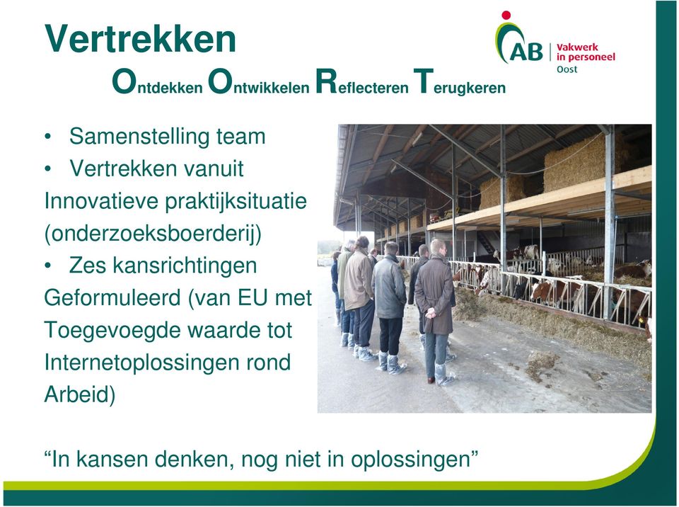 (onderzoeksboerderij) Zes kansrichtingen Geformuleerd (van EU met