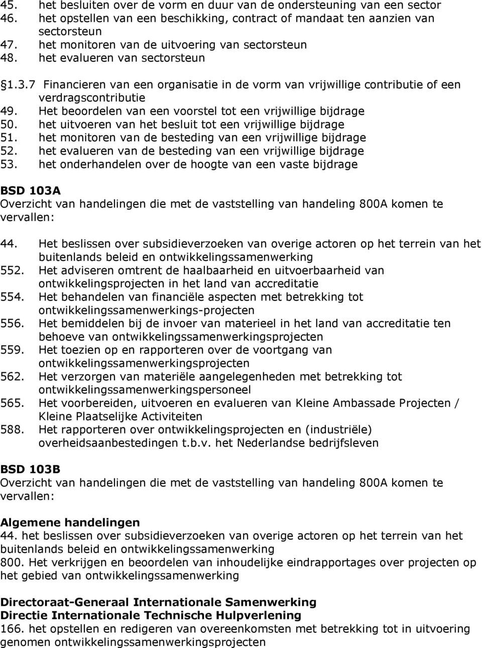 Het beoordelen van een voorstel tot een vrijwillige bijdrage 50. het uitvoeren van het besluit tot een vrijwillige bijdrage 51. het monitoren van de besteding van een vrijwillige bijdrage 52.